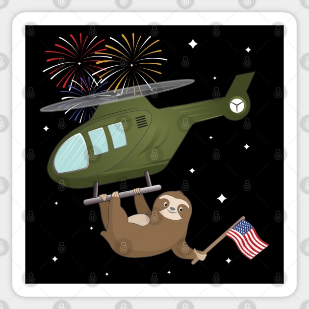 Cute baby sloth rides helicopter Sticker by M Humor